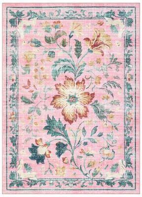 Garvee Washable Folding Floral Print Rug Washable Non - Slip Backing for Living Room Bedroom