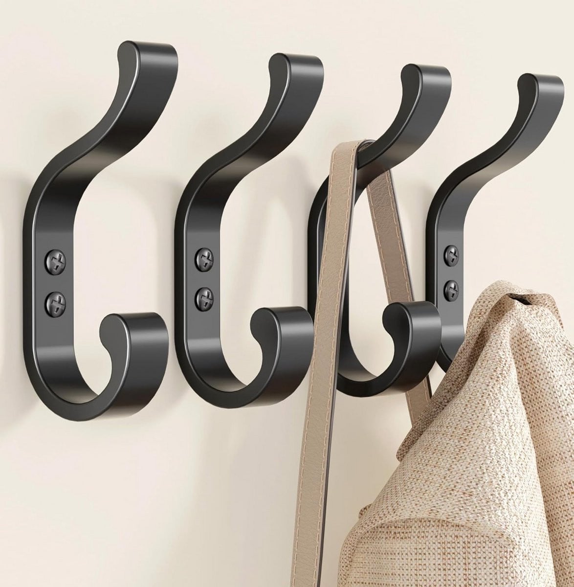 Aluminium Wandhaak voor Jassen, Hoeden, Handdoeken, Sleutels en Rugzakken - Zware Last - 13,6 kg