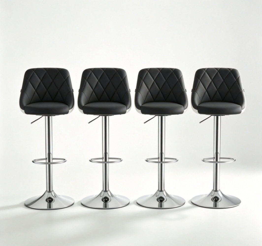 Ebern Designs Dequay Swivel Bar Stool Black/White 4
