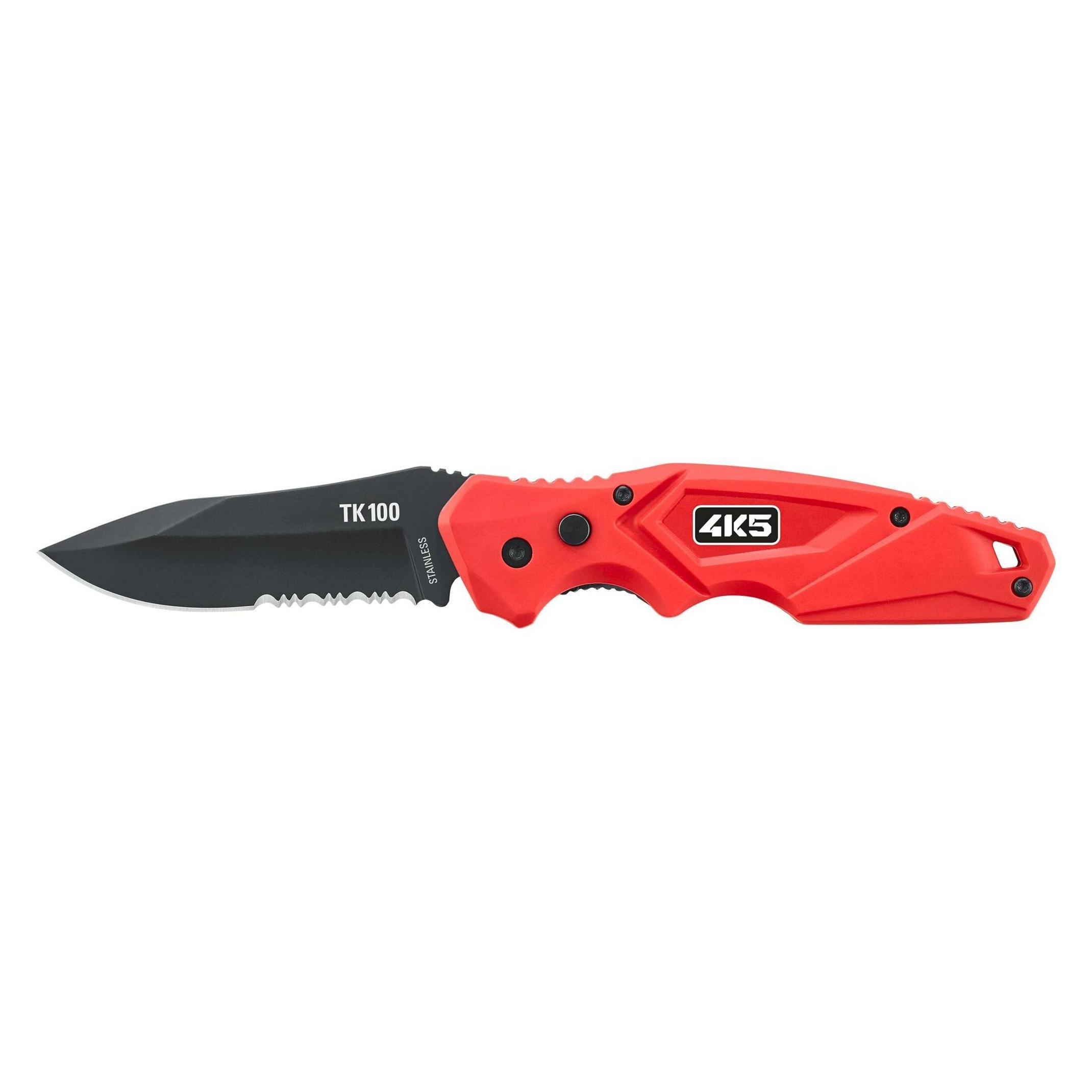 4K5 Robustes Klappmesser mit partiellem Glattschliff und Wellenschliff an der Klinge (8.10 cm) (600.100A)