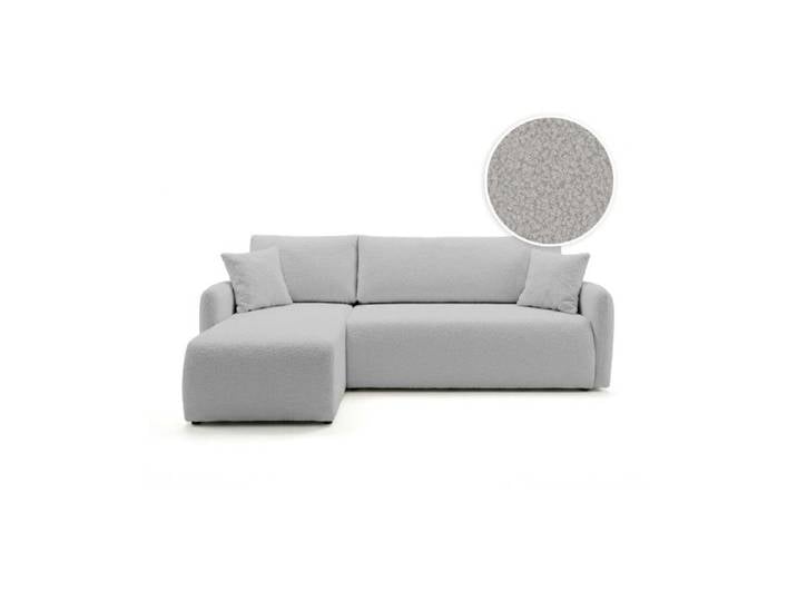 Canapé dangle convertible réversible ALYA avec coffre en tissu bouclette - Gris clair