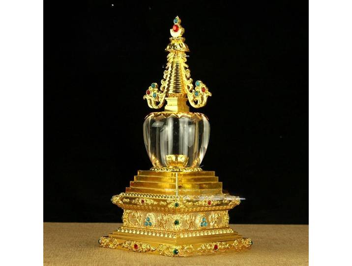 Pagode en cristal pour pilule Ganlu Tathagata huit pagodes Bodhi pagode hauteur 30 cm