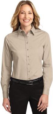 Port Authority PAL608 Women's Long Sleeve Easy Care Shirt in Stone size Medium L608