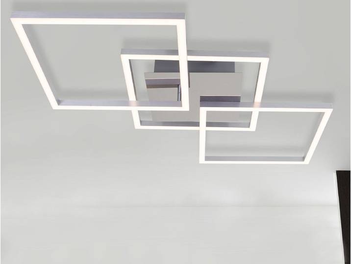 BRILONER - LED Plafonniére - dimbaar - draaibaar - 3.000K warm wit licht - woonkamer lamp - zilverkleurig