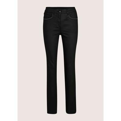 Regular-fit-Jeans MADELEINE "Jeans Beschichtete Slim-Jeans mit Nieten", Damen, Gr. 18, schwarz, Modern, slim fit, Jeans