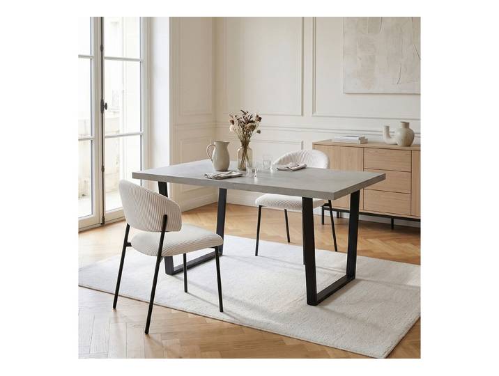 Jiexi Essgruppe Essgruppe 110x70cm MDF-Platte fix Tisch mit Cord-Polsterstühlen