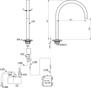 IDEAL STANDARD A7833AA Berührungslose Waschtischarm. Solos