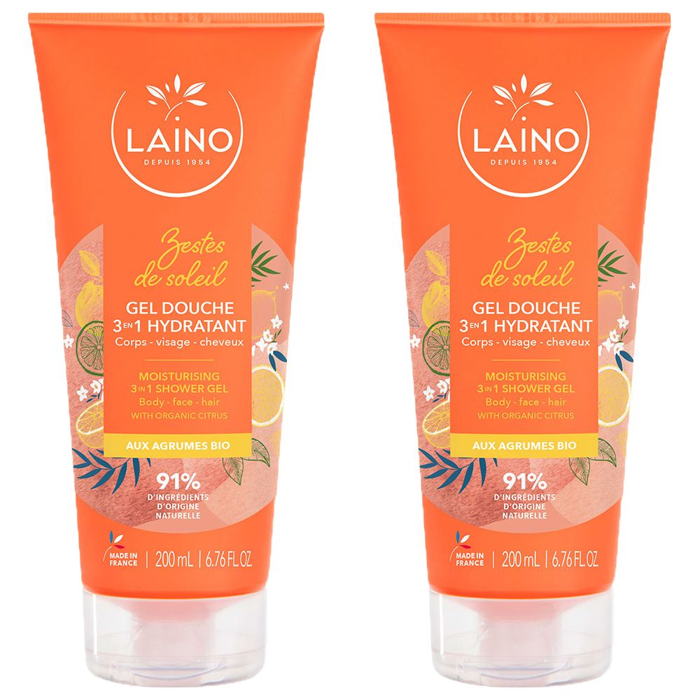 Laino GEL Douche 3 EN 1 Zestes DE Soleil - Gel douche en aux agrumes bio. tube 200 2x200 ml Duschgel