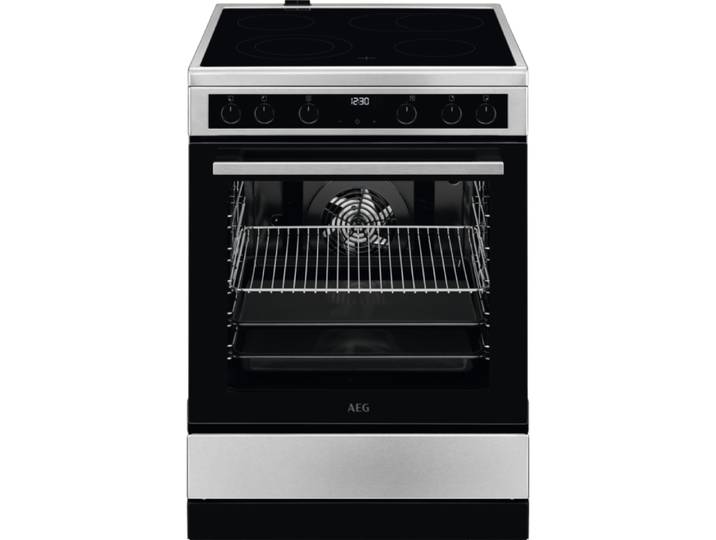 AEG CCB644FHBM 60 cm Standherd mit Glaskeramik-Kochfeld / Bräterzone / Mehrkreiskochzone / Versenkknebel / Touch-Bedienung / Grillfunktion / Display mit Uhr / A, 940002965