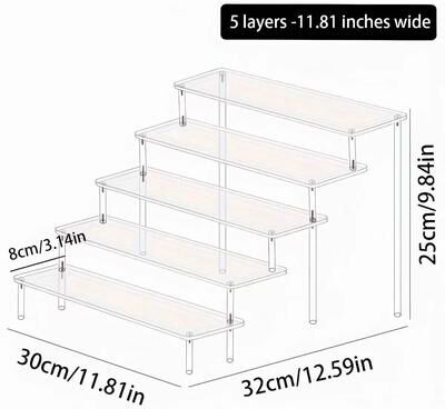 Uplift Picks Acrylic Stepped Perfume Display Rack For Cosmetic Desk Vanity Storage And Decoration 5 Layers transparent