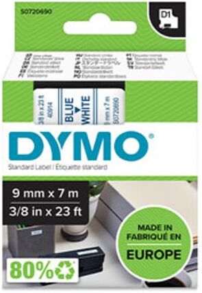 Dymo 40914 fita azul sobre branco 9 mm (7m)