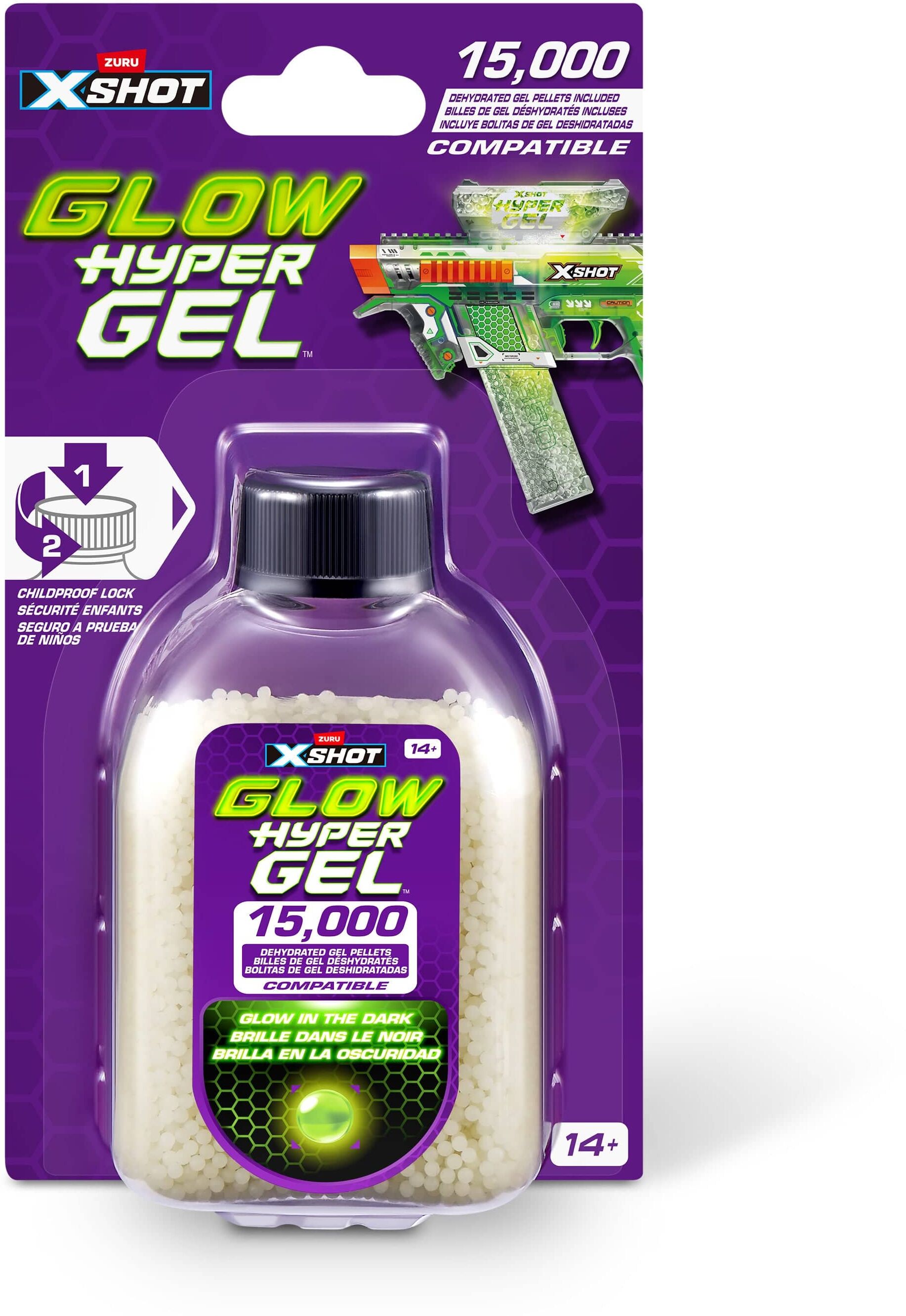 XShot Hyper Gel Glow in the Dark S1 Refill 15000 for Dart Blasters - 15,000 Units - Zuru