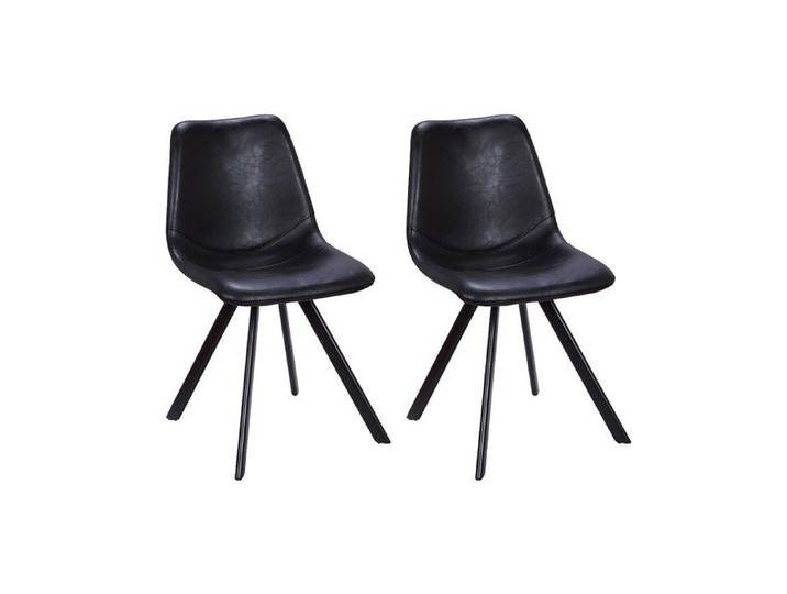 Lot de 2 chaises LUBINE - Simili - Noir - Vintage - VENTE-UNIQUE - Salle à manger
