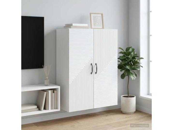 VIHHQGC Wandschrank Weiß 66 x 34,5 x 90 cm Holzwerkstoff mit Regalen Stabile Bauweise, Vintage-Stil, einfache Reinigung, viel Stauraum, platzsparende Wandmontage