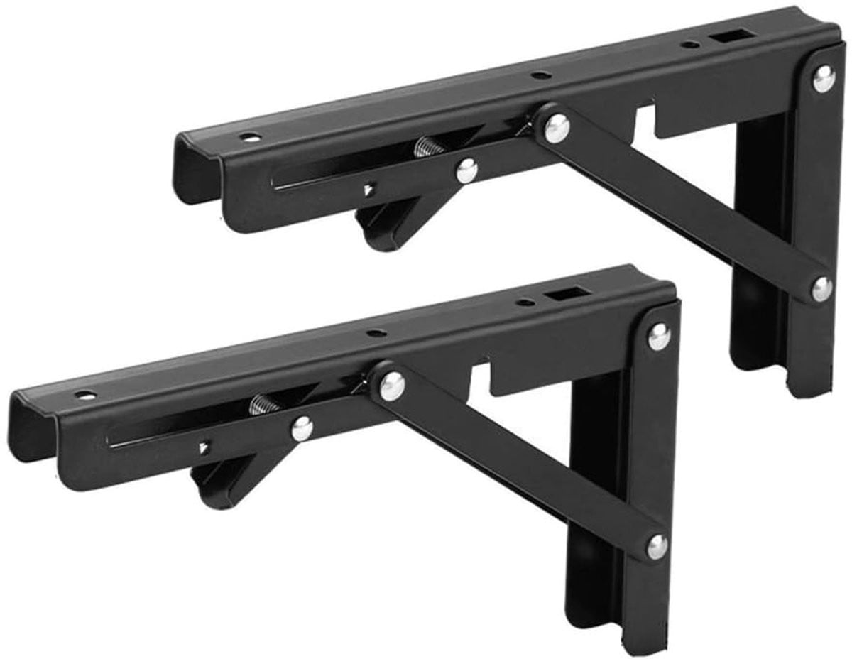 Dailygoods Inklapbare Plankdrager Ruimtebesparend - Zwart Staal - 200 mm - 2 stuks