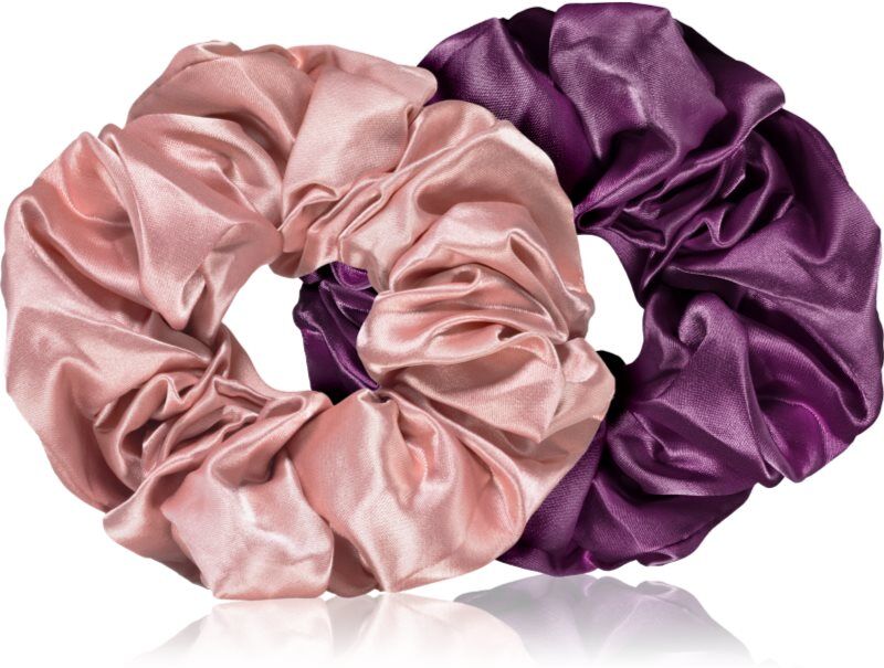 BrushArt Hair Large satin scrunchie set élastiques à cheveux Pink & Violet