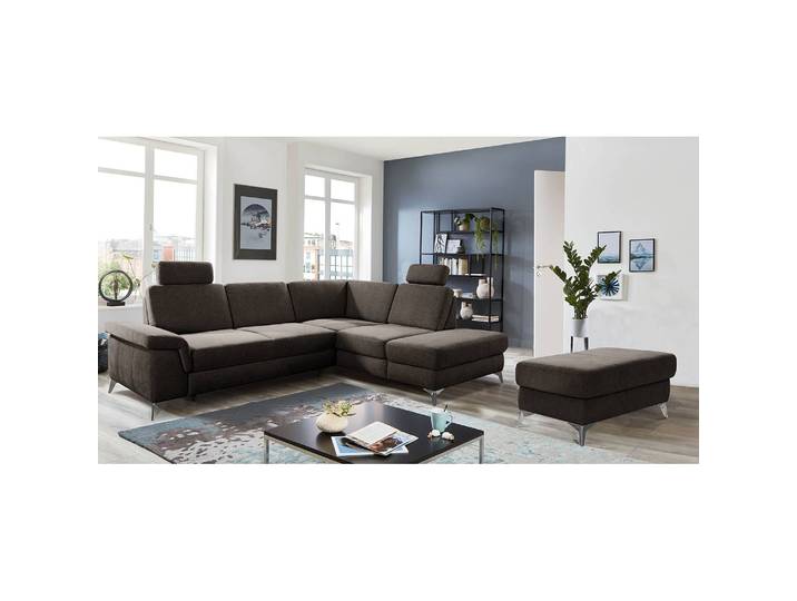 Ecksofa Dearborn Braun Chenille Alix 276 x 89 x 228cm Ottomane davorstehend rechts mit Schlaffunktion Modern