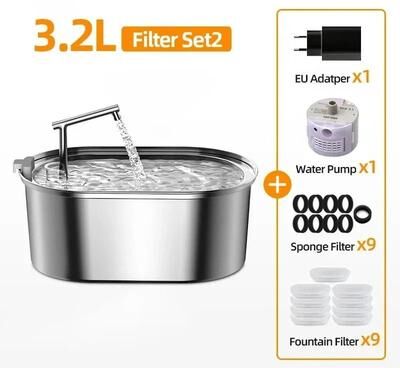 Uplift Essentials Stainless Steel Automatic Cat Water Fountain filter Set2