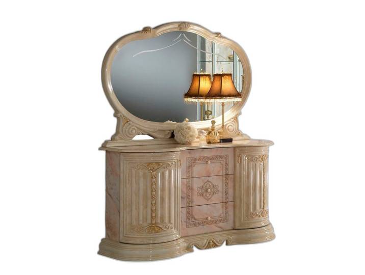 Xlmoebel Sideboard Antik Design Spiegel aus Massivholz für den Wohnraum (Sideboard mit Spiegel, 2 St., Sideboard mit Spiegel), Hergestellt in Europa