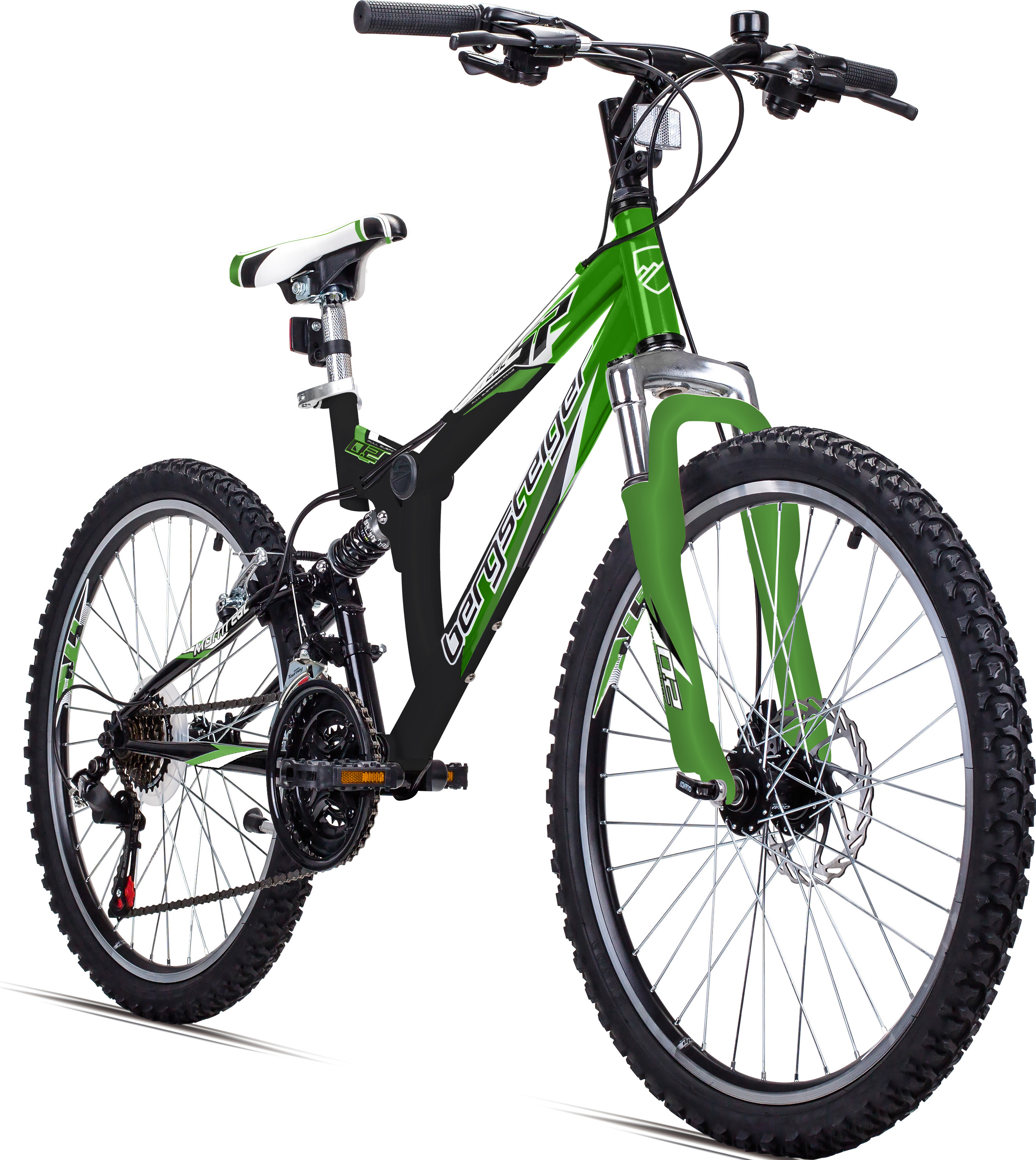 Bergsteiger Montreal 24 Zoll Kinderfahrrad, geeignet für 8, 9, 10, 11 Jahre, Shimano 18 Gang-Schaltung, Mountainbike mit Vollfederung, Jungen-Fahrrad, Mädchen-Fahrrad