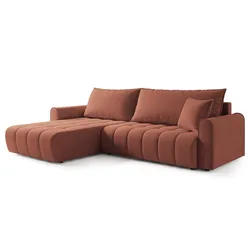 ECKSOFA FRIGA Orange Strukturstoff mit Schlaffunktion