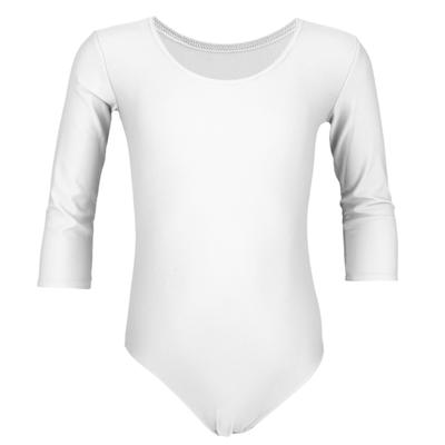 Turnanzug AQUARTI "Body Mädchen Body 3/4 Arm", Kinder, Gr. 134, weiß, Obermaterial: 96% Baumwolle CO. 4% Elasthan EL., Sportanzüge