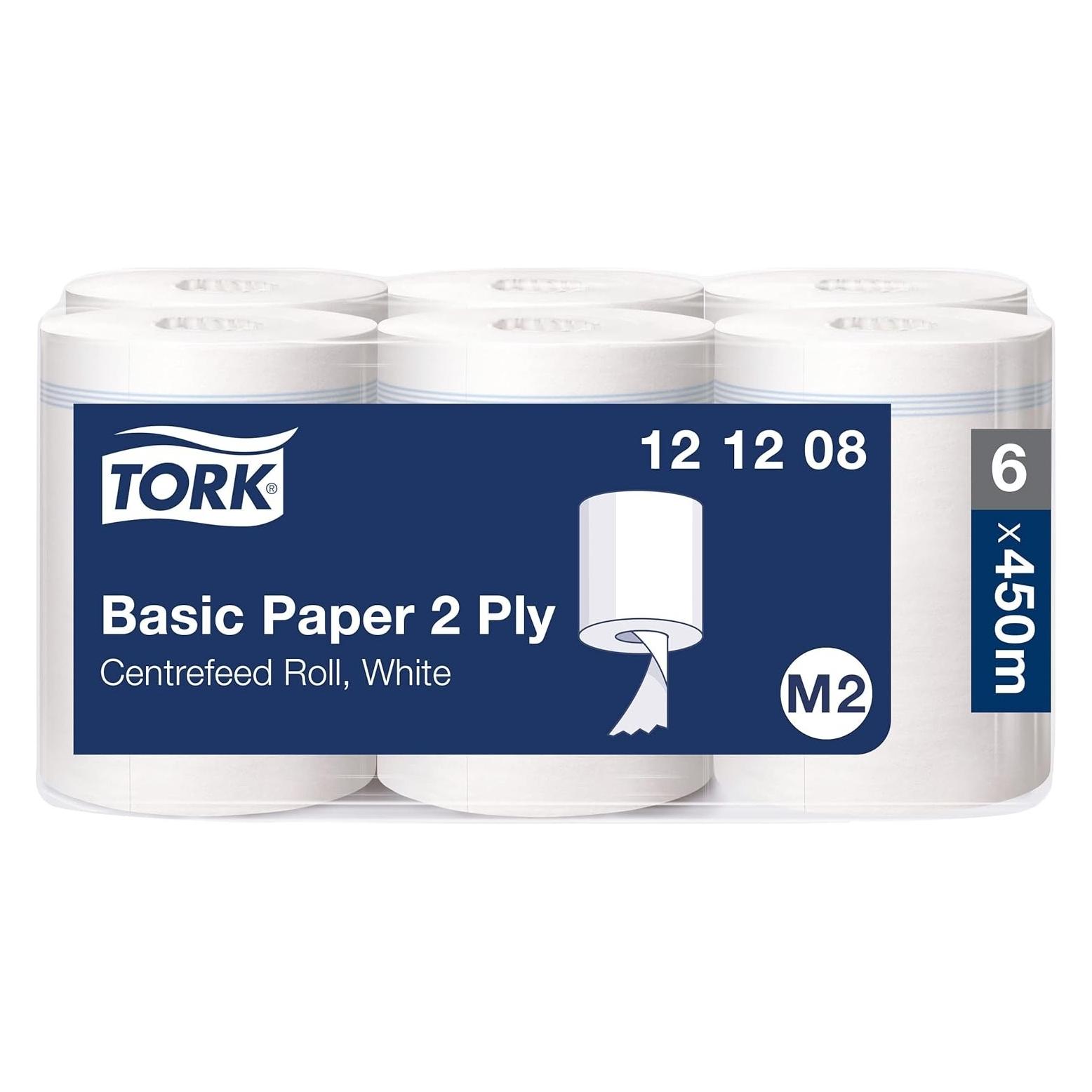 Tork Basic Centrefeed Wischpapier Weiss M2 Mehrzweckpapierhandtücher - 6er-Pack (6x) (121208)
