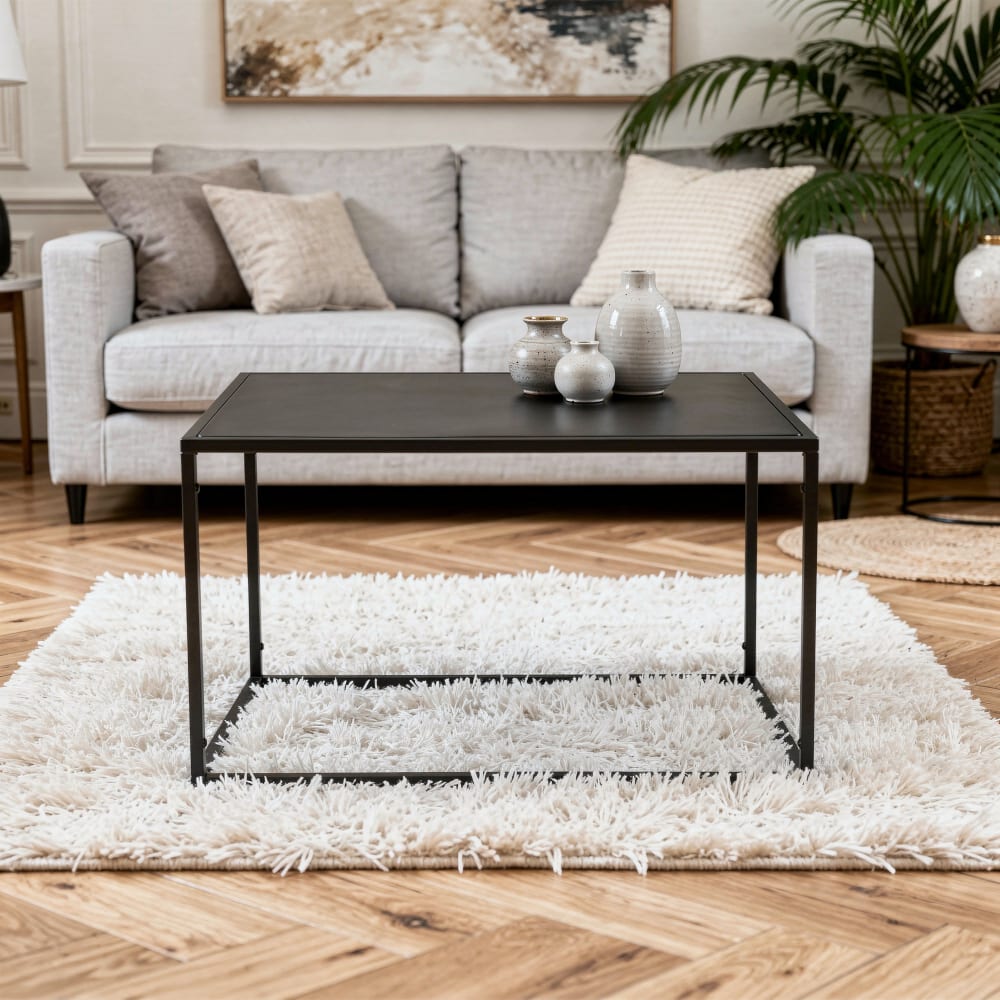 Decoclico Table basse rectangulaire en métal noir mat Noir 70x40x45cm