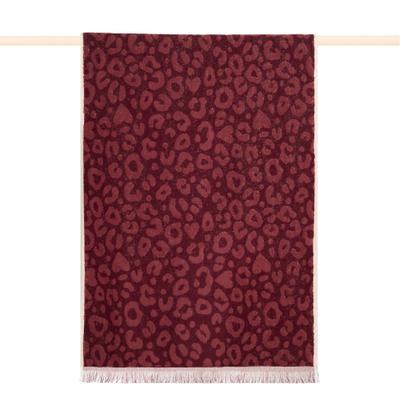Duschtuch PAD "LEO, 70x140 cm", rot (burgundy), B:70cm L:140cm, Frottee, Frottee, Handtücher, Leo-Design, Jacquard-Webung, weich und saugstark, mit Fransen