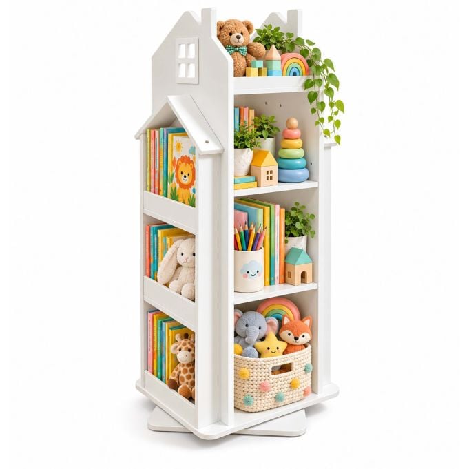Relaxdays Draaibaar kinderboekenrek voor de kinderkamer