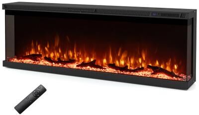 Costway 36/40/50/60 Inch Wide 3-Sided Electric Fireplace Insert with Remote Control and 12 Flame Colors-50 Inch