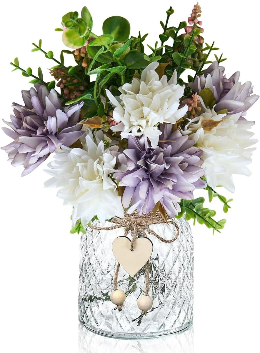 Decoratieve witte rozen kunstbloemen met vaas voor sfeervolle interieurstyling