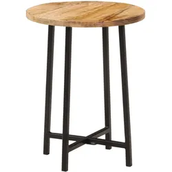 Décoshop26 - Runder Beistelltisch aus massivem Mangoholz – Metallbeine – Unikat DEC037043