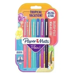 Papermate Flair Tropical Medium Verschlossener Gelschreiber Schwarz, Blau, Orange, Pink, Violett 6 Stück(e)