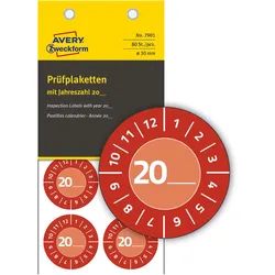 AVERY Zweckform Prüfplaketten 30,0 x 30,0 mm
