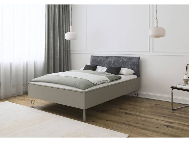 Cadre de lit Liora 140 x 200cm Tissu Marron/Cappuccino