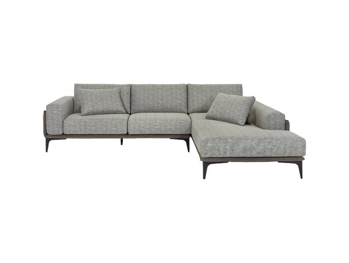 Massimo Divani Ecksofa Eliah Stoff grau-braun B 290 T 210 cm - Ecksofa