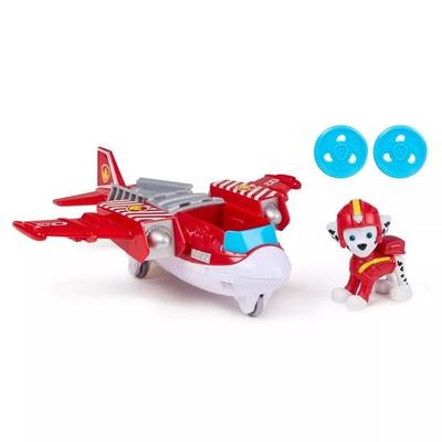 PAW Patrol Air Rescue - Marshalls Feuerwehrflugzeug mit Geschoss-Abwurf und Marshall Spielfigur (Basis Fahrzeug)