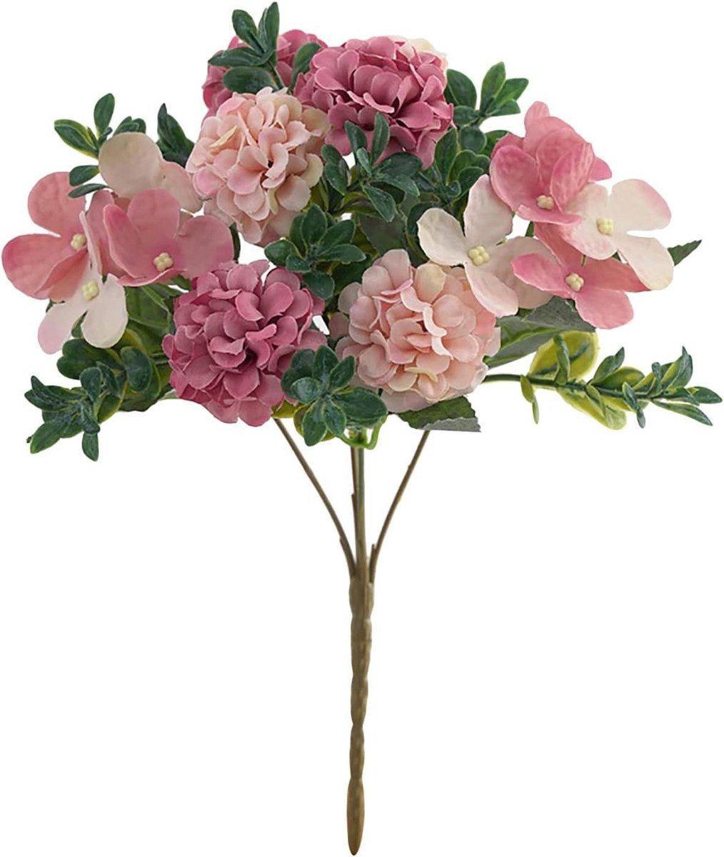 Kunstbloemen boeket Roze Nep hortensia voor buiten decoratie Hoogte: 27 cm