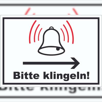 HB-Druck Bitte klingeln Pfeil rechts Aufkleber A5 (148x210mm)