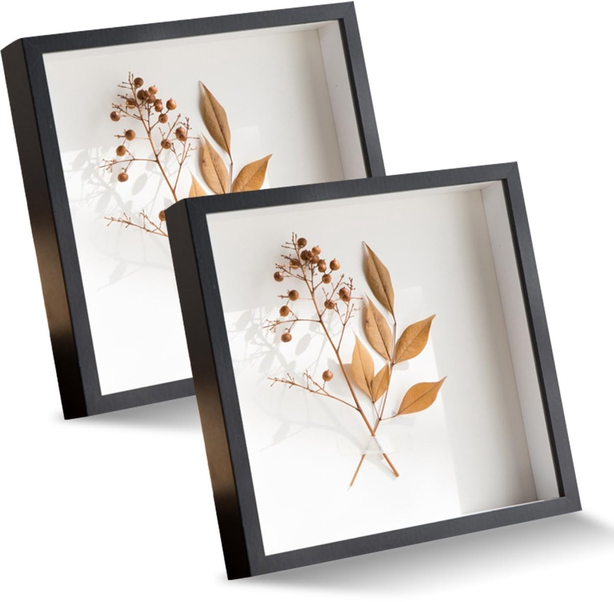 Dailygoods Fotolijst 3D - 2 Stuks - Hout - 23 x 23 cm - Diepe Objectlijst