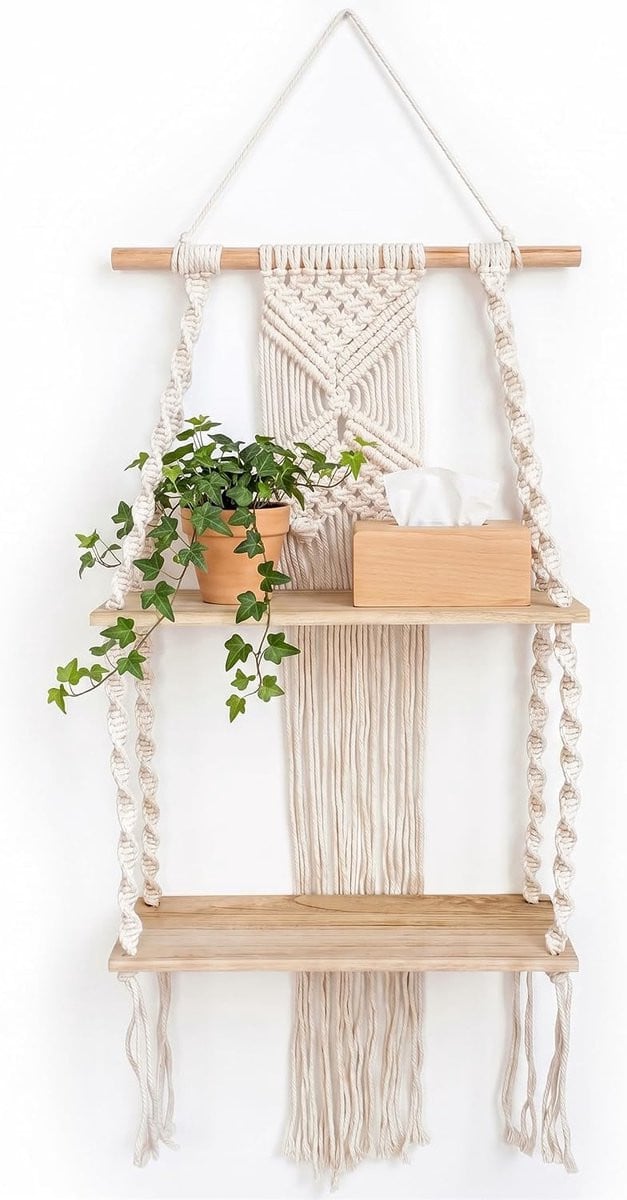 Bohemian handgemaakte geweven wandplank voor woonkamer, slaapkamer, badkamer of keuken