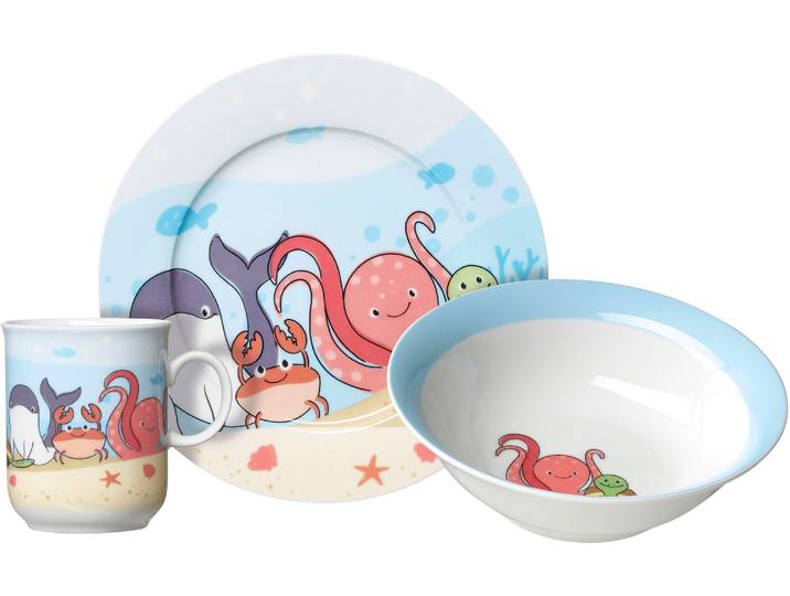 Kindergeschirr-Set RITZENHOFF & BREKER Unterwasserwelt , bunt, 3 Stk., Porzellan, Geschirr-Sets, Kindergeschirr-Set, im dekorativen Geschenkkarton