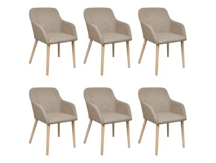 HEFZGDB 6 Esszimmerstühle mit Armlehnen aus Massivholz Eiche und Beige Stoffbezug – Ergonomische Polsterstühle für Wohnzimmer und Essbereich