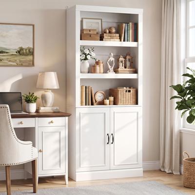 Rackcog 71 Inch Tall Open Display Bookhelves with Closed Storage Cabinet, Freestanding Bookcase/ Kitchen Pantry/ Laundry organizer
