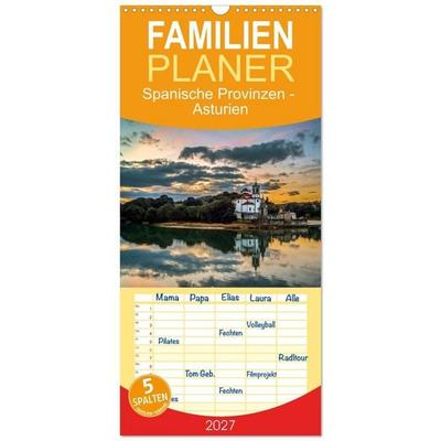 Familienplaner 2027 - Spanische Provinzen - Asturien mit 5 Spalten (Wandkalender, 21 x 45 cm) CALVENDO