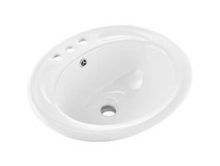 VEVOR Halbeinbauwaschbecken Handwaschbecken 485 x 425 mm ovales Aufsatzwaschbecken mit Überlauf & 3 Wasserhahnlöchern, modernes Einbauwaschbecken für kleine Räume Küchen Badezimmer Weiß