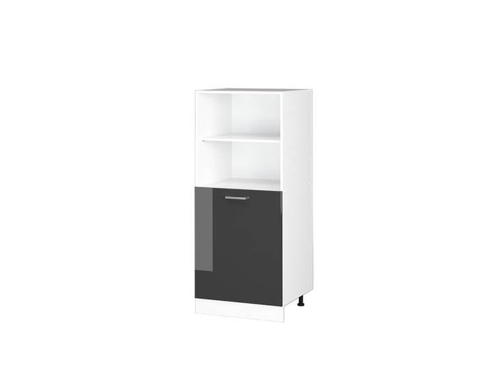 Vicco Hochschrank R-Line Anthrazit Hochglanz 60 cm mit offenen Regalen, und Tür, Weiß, Dunkelbraun, Holzwerkstoff, 4 Fächer, Rechteckig, 60x143x57.2 cm, Badezimmer, Badezimmerschränke, Midischränke