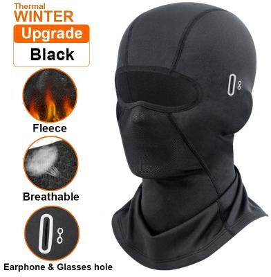 Multisell Products Hub Cycling Thermal Winter Balaclava, Full Face Mask Warm Sports Motorcycle Ski, Fleece Scarf Cap For Hunting upgrade Black