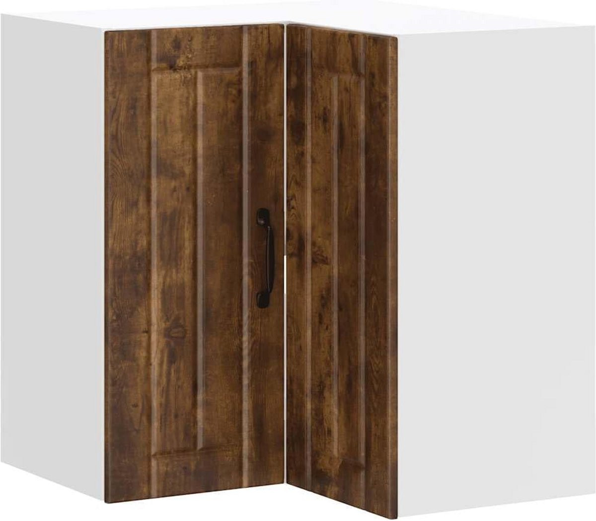 Ruimtebesparende houten hoekkast voor in de keuken, wandkast module in wood effect